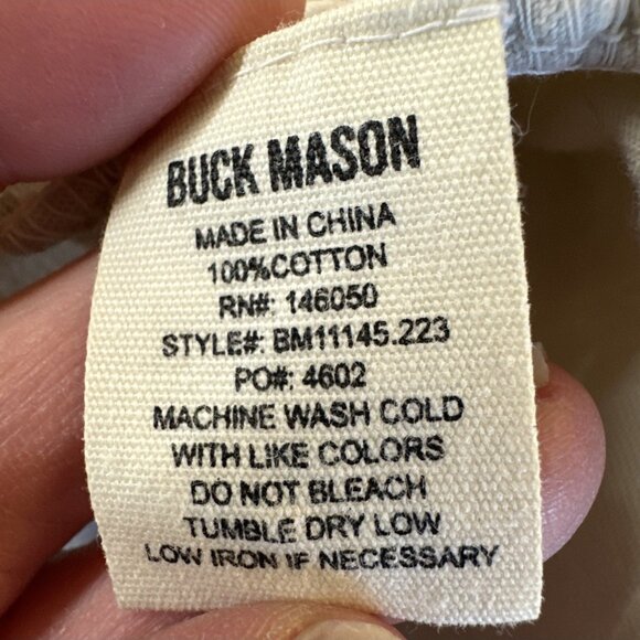 Buck Mason Polo Shirt Mens Large Beige Cotton Short Sleeve Business Preppy FLAW - Picture 8 of 9